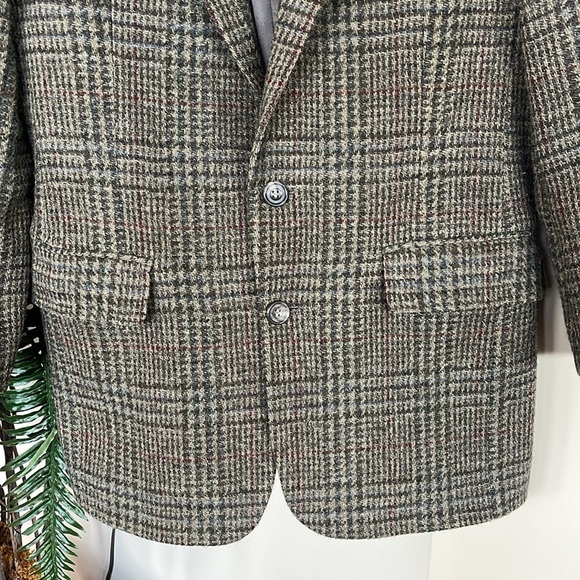 Calvin Klein Men’s Vintage Wool Plaid Lined Suit Sports Jacket Buttoned Blazer - Picture 4 of 13